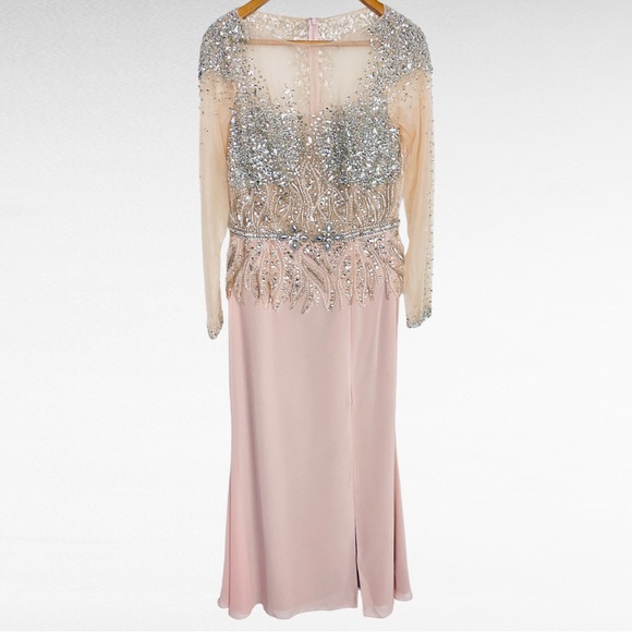 TERANI COUTURE | Blush Pink Divinity Bridal Sequins& Beads Formal Maxi Gown - Picture 9 of 15